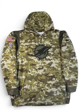 Nike Miami Dolphins Salute To Service Camo Hoodie NFL On Field Dri-FIT 3XL